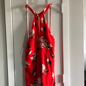 Red Floral Pant Romper